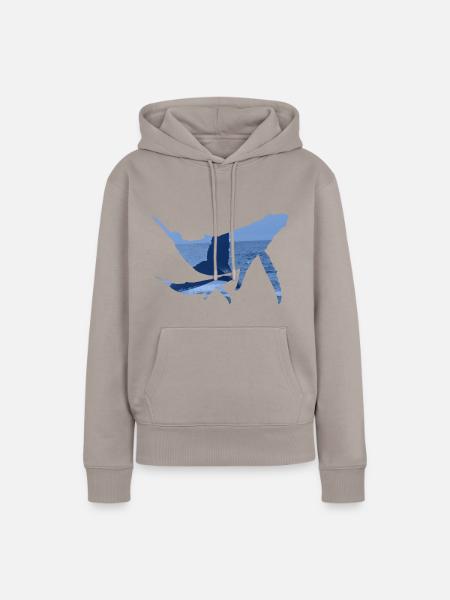 Wale mit Flossen & Meer Foto Wal Geschenk Fisch - Frauen Premium Bio Hoodie - Taupe