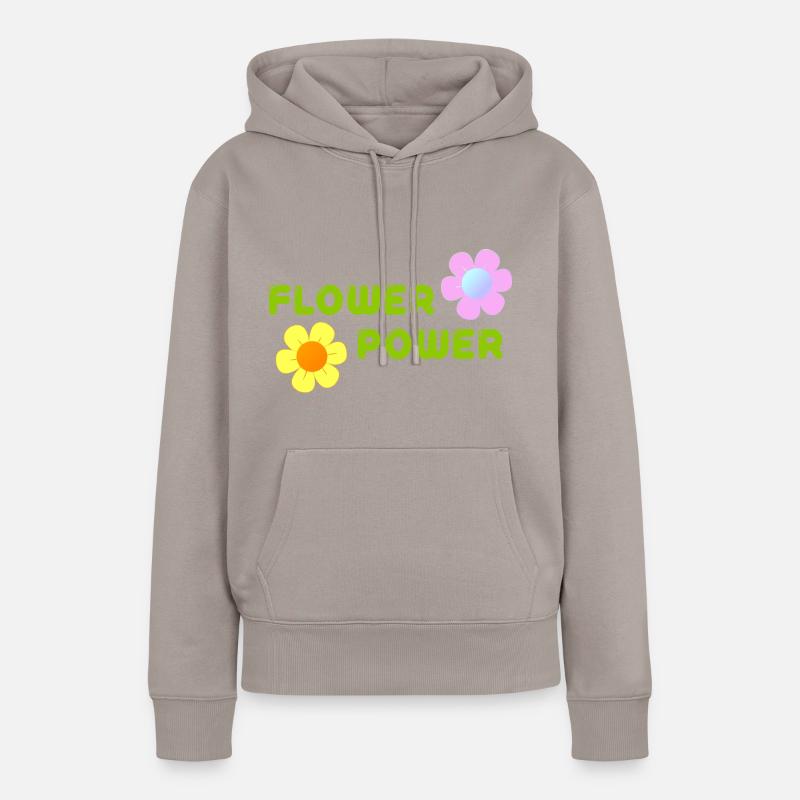 FLOWER POWER - Sudadera con capucha prémium ecológica para mujer - gris topo