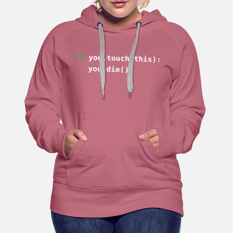 Code Python | N’y touchez pas! | Programmation Sweat à capuche Premium bio Femme