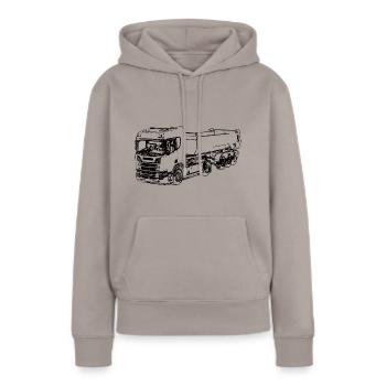 Camion camion - Sweat à capuche Premium bio Femme - taupe - Devant - Julia (174cm)