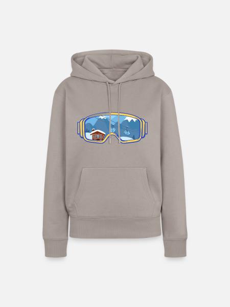 Ski Google, Snowboard, Skifahrer - Frauen Premium Bio Hoodie - Taupe