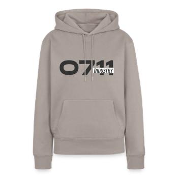 L’industrie 0711 d’origine - Sweat à capuche Premium bio Femme - taupe - Devant - Julia (174cm)