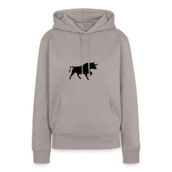 stier - Frauen Premium Bio Hoodie - Taupe - Vorne - Julia (174cm)