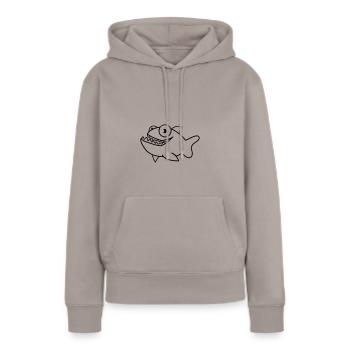 piranha - Frauen Premium Bio Hoodie - Taupe - Vorne - Julia (174cm)