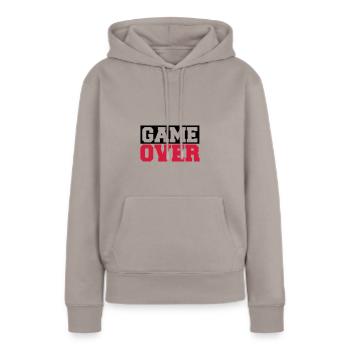 game over - Sweat à capuche Premium bio Femme - taupe - Devant - Julia (174cm)