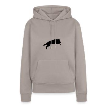 chien - Sweat à capuche Premium bio Femme - taupe - Devant - Julia (174cm)