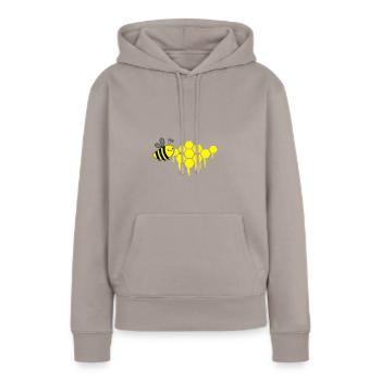 abeilles nid d’abeilles - Sweat à capuche Premium bio Femme - taupe - Devant - Julia (174cm)