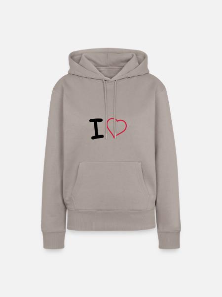 i heart - Frauen Premium Bio Hoodie - Taupe