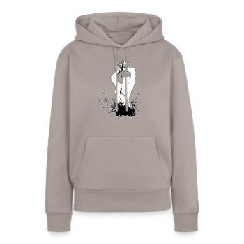Blütensaft 2 - Frauen Premium Bio Hoodie - Taupe - Vorne - Julia (174cm)
