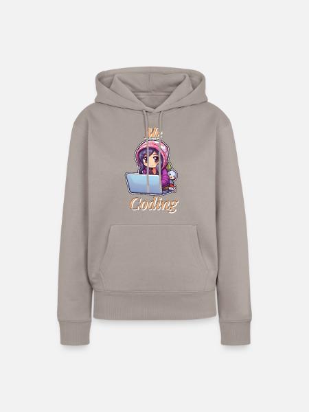 Coding Cutie: Anime Girl - Frauen Premium Bio Hoodie - Taupe