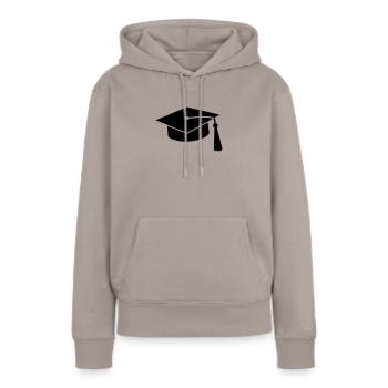 graduation hat v2 - Sweat à capuche Premium bio Femme - taupe - Devant - Julia (174cm)