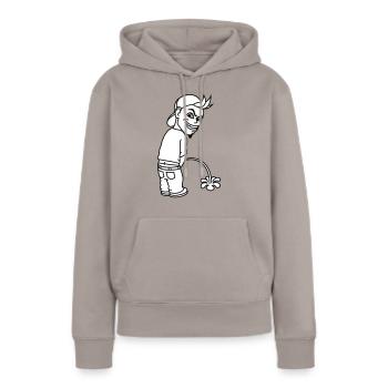 Pee Boy 2c - Sweat à capuche Premium bio Femme - taupe - Devant - Julia (174cm)