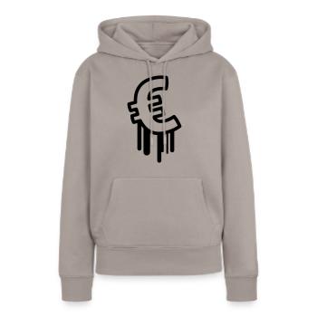 euro - Sweat à capuche Premium bio Femme - taupe - Devant - Julia (174cm)