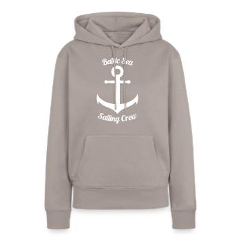 Baltic Sea Sailing Crew - Ostsee Segel Crew - Frauen Premium Bio Hoodie - Taupe - Vorne - Julia (174cm)