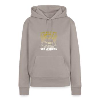 Alles was ich will ist, dass mein Papa im Himmel w - Frauen Premium Bio Hoodie - Taupe - Vorne - Julia (174cm)
