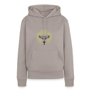 heiliger geist taube 02 - Frauen Premium Bio Hoodie - Taupe - Vorne - Julia (174cm)