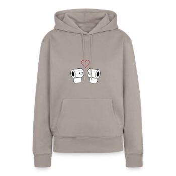 papier toilette amoureux 002 - Sweat à capuche Premium bio Femme - taupe - Devant - Julia (174cm)