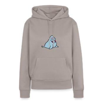 seehund verliebt - Frauen Premium Bio Hoodie - Taupe - Vorne - Julia (174cm)