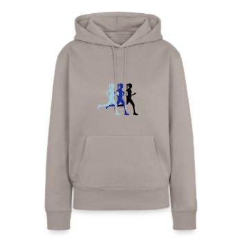 coureurs - Sweat à capuche Premium bio Femme - taupe - Devant - Julia (174cm)