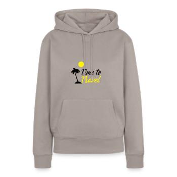 time to travel - Sweat à capuche Premium bio Femme - taupe - Devant - Julia (174cm)