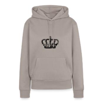 krone - Frauen Premium Bio Hoodie - Taupe - Vorne - Julia (174cm)