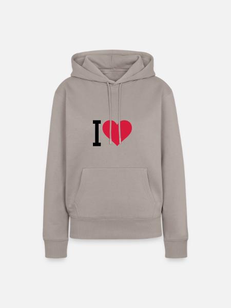 i heart - Frauen Premium Bio Hoodie - Taupe