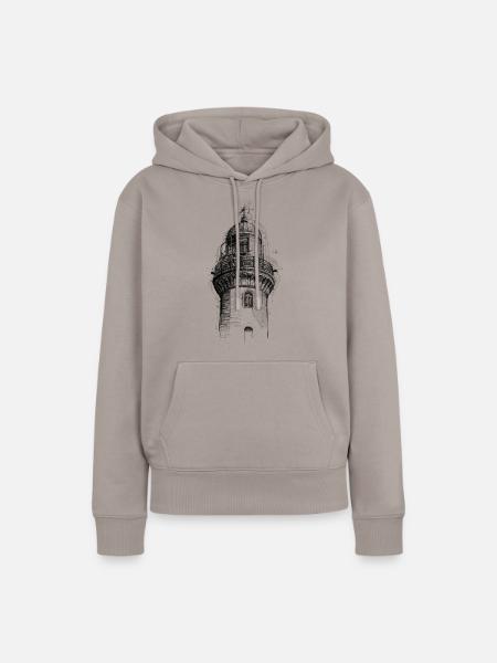 Leuchtturm Zeichnung - Frauen Premium Bio Hoodie - Taupe