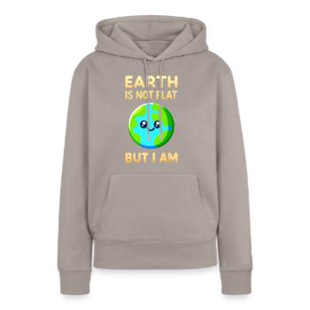 Satire de la Terre plate et blagues plates - Sweat à capuche Premium bio Femme - taupe - Devant - Julia (174cm)