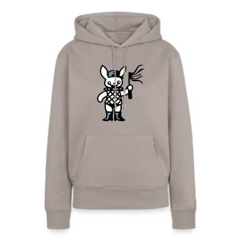 Lapin porno 3 - Sweat à capuche Premium bio Femme - taupe - Devant - Julia (174cm)