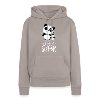Petite soeur - Sweat à capuche Premium bio Femme - taupe - Devant - Julia (174cm)