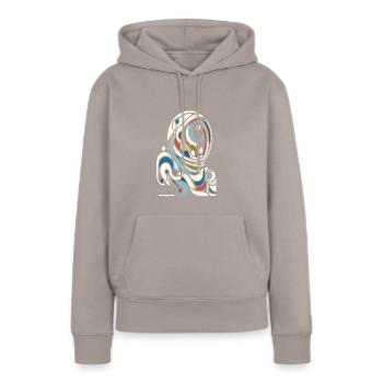 Farbenfroher Astro Style - Frauen Premium Bio Hoodie - Taupe - Vorne - Julia (174cm)