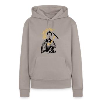 Schutzpatron Urs Logo - Frauen Premium Bio Hoodie - Taupe - Vorne - Julia (174cm)