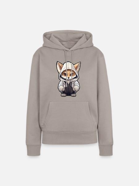 Cooler Fennec Fuchs in Freizeitkleidung - Frauen Premium Bio Hoodie - Taupe
