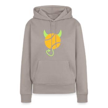 Tennis Devil - Sweat à capuche Premium bio Femme - taupe - Devant - Julia (174cm)