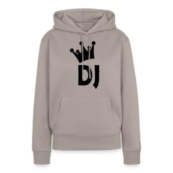 dj - Sweat à capuche Premium bio Femme - taupe - Devant - Julia (174cm)