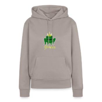 Animaux, le prince grenouille - animaux, le roi grenouille - Sweat à capuche Premium bio Femme - taupe - Devant - Julia (174cm)