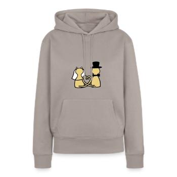 chat mariage - Sweat à capuche Premium bio Femme - taupe - Devant - Julia (174cm)