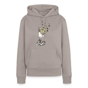 L’argent des étoiles - Sweat à capuche Premium bio Femme - taupe - Devant - Julia (174cm)