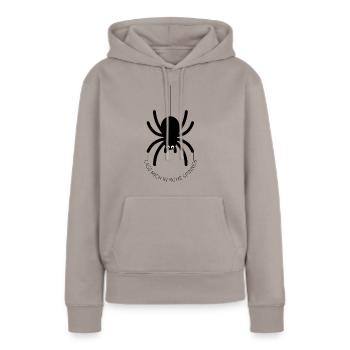 Spider with saying - Women’s Premium Organic Hoodie - taupe - Front - Julia (174cm)