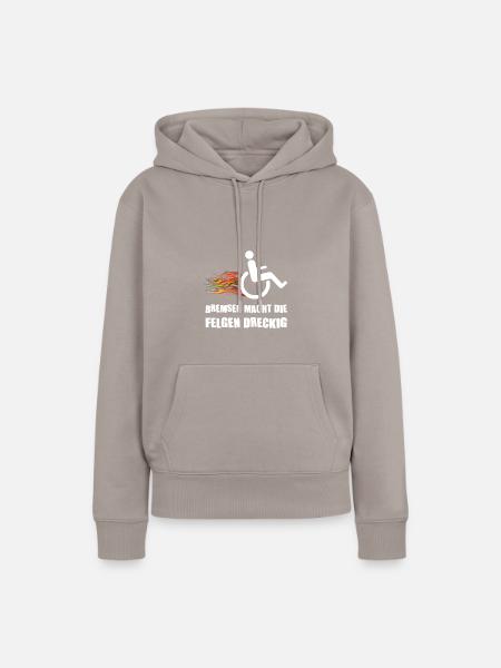 Rollstuhl Behinderung Handicap Rollstuhlfahrer - Frauen Premium Bio Hoodie - Taupe