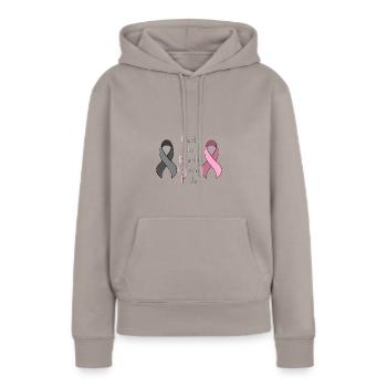 Chemo Krebstherapie Krebs Geschenk - Frauen Premium Bio Hoodie - Taupe - Vorne - Julia (174cm)