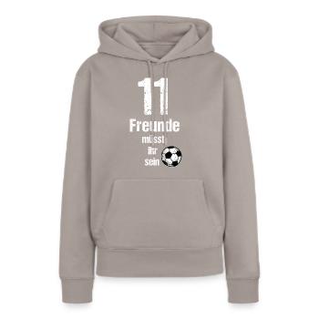 Vous devez être onze amis - Sweat à capuche Premium bio Femme - taupe - Devant - Julia (174cm)