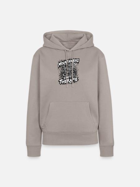 Mountainbike statt Therapie - Frauen Premium Bio Hoodie - Taupe