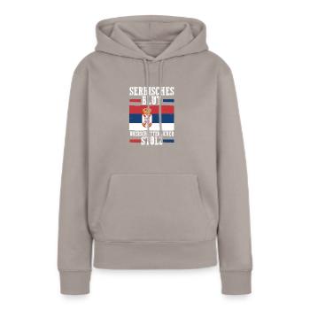 Serbe Serbe Serbie - Sweat à capuche Premium bio Femme - taupe - Devant - Julia (174cm)