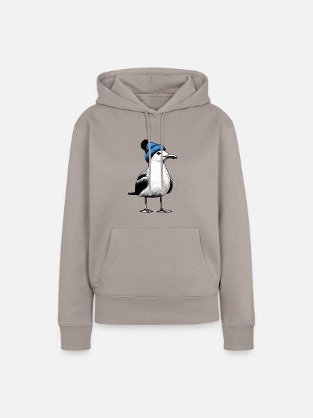 Nordsee Hafen Moin Möwe Mütze Beanie blau - Frauen Premium Bio Hoodie - Taupe