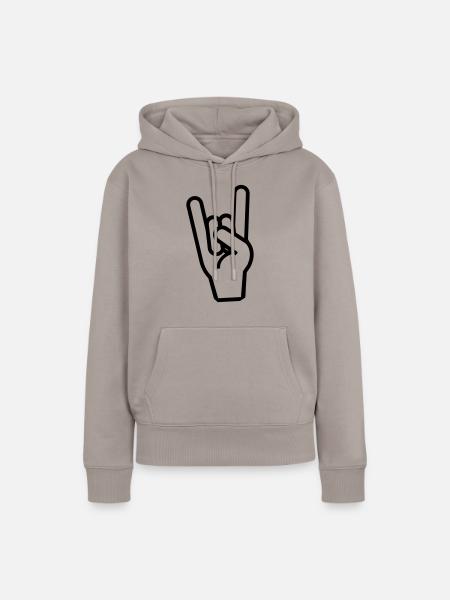 rock - hand - Frauen Premium Bio Hoodie - Taupe