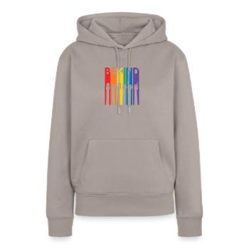 Soyez enfant LGBT Rainbow Sign Language Trans - Sweat à capuche Premium bio Femme - taupe - Devant - Julia (174cm)