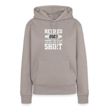 Pension 2023 Pension Retraité Idée Cadeau - Sweat à capuche Premium bio Femme - taupe - Devant - Julia (174cm)