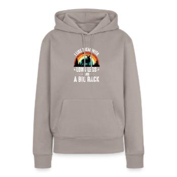 geweih hirsch reh jaeger berge huegel alpen wander - Frauen Premium Bio Hoodie - Taupe - Vorne - Julia (174cm)