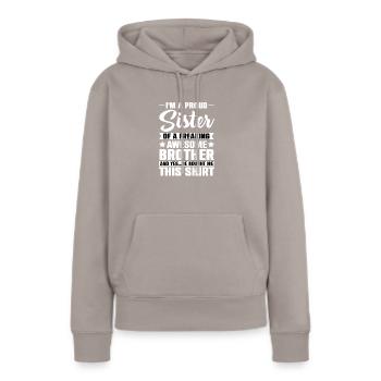 Frère Sœur Jumeaux Frères et sœurs - Sweat à capuche Premium bio Femme - taupe - Devant - Julia (174cm)
